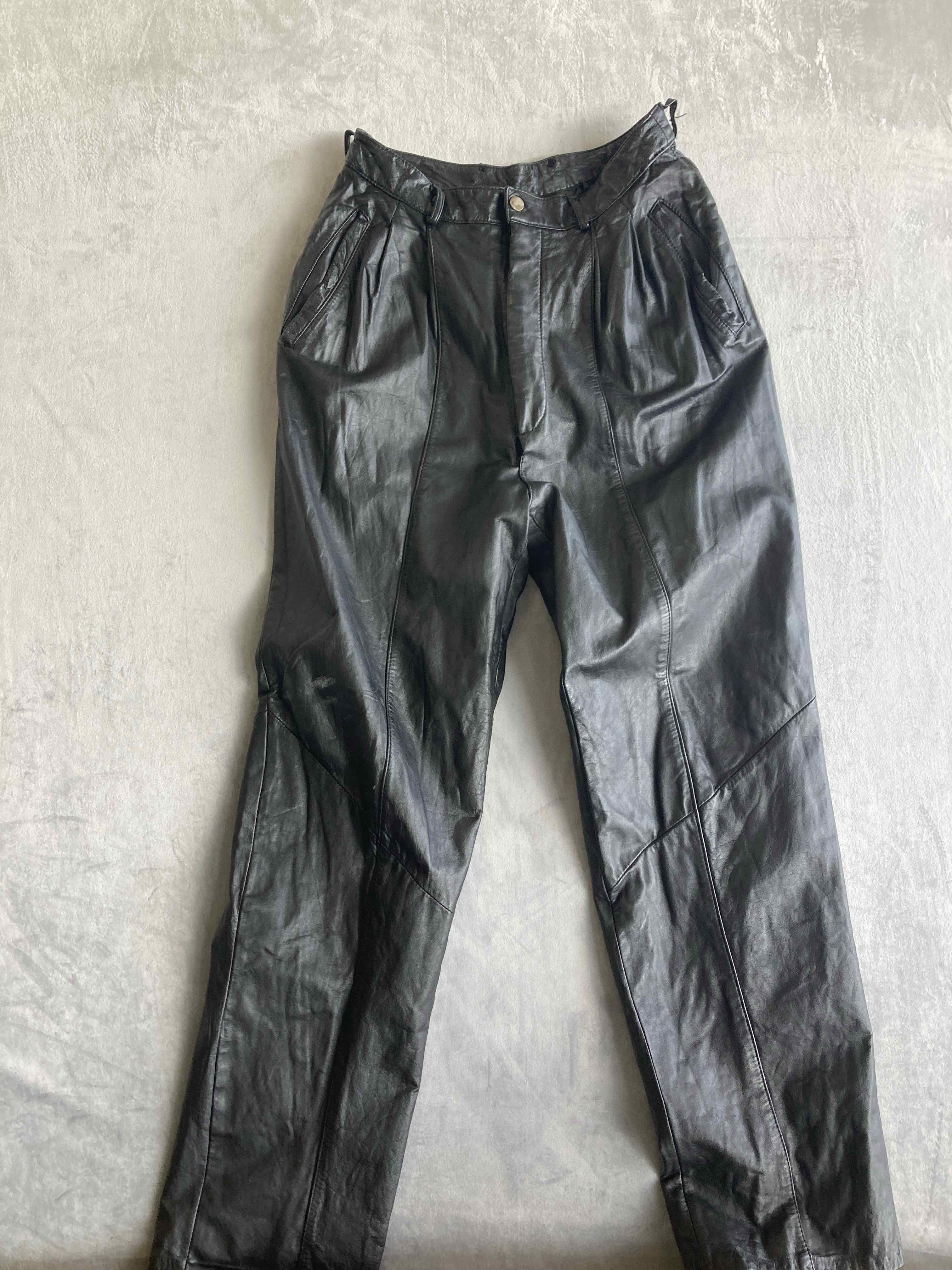 Dianooche Black Genuine Leather Pants Medium
