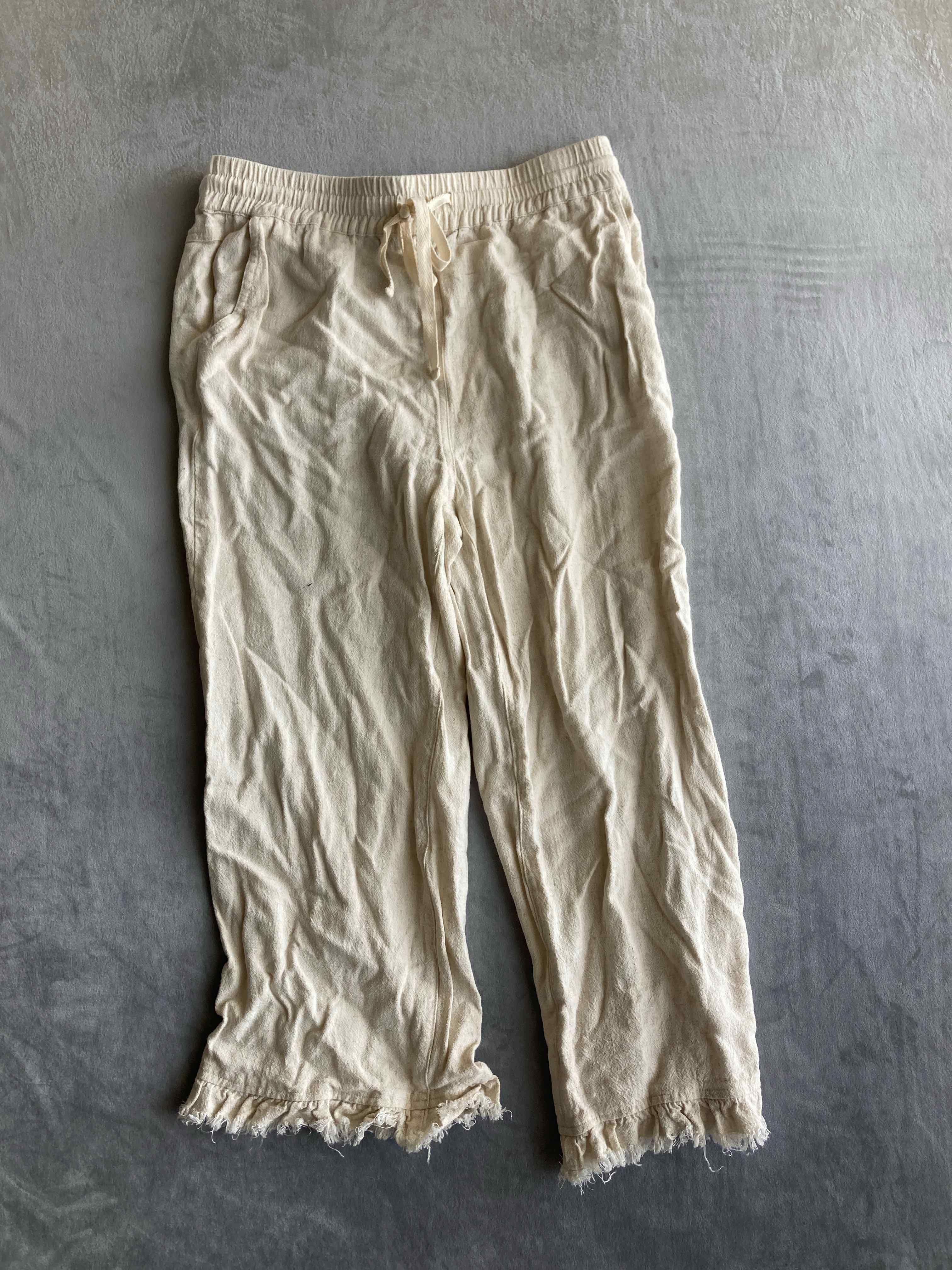 Slim Sation Cream Rayon Blend Pants