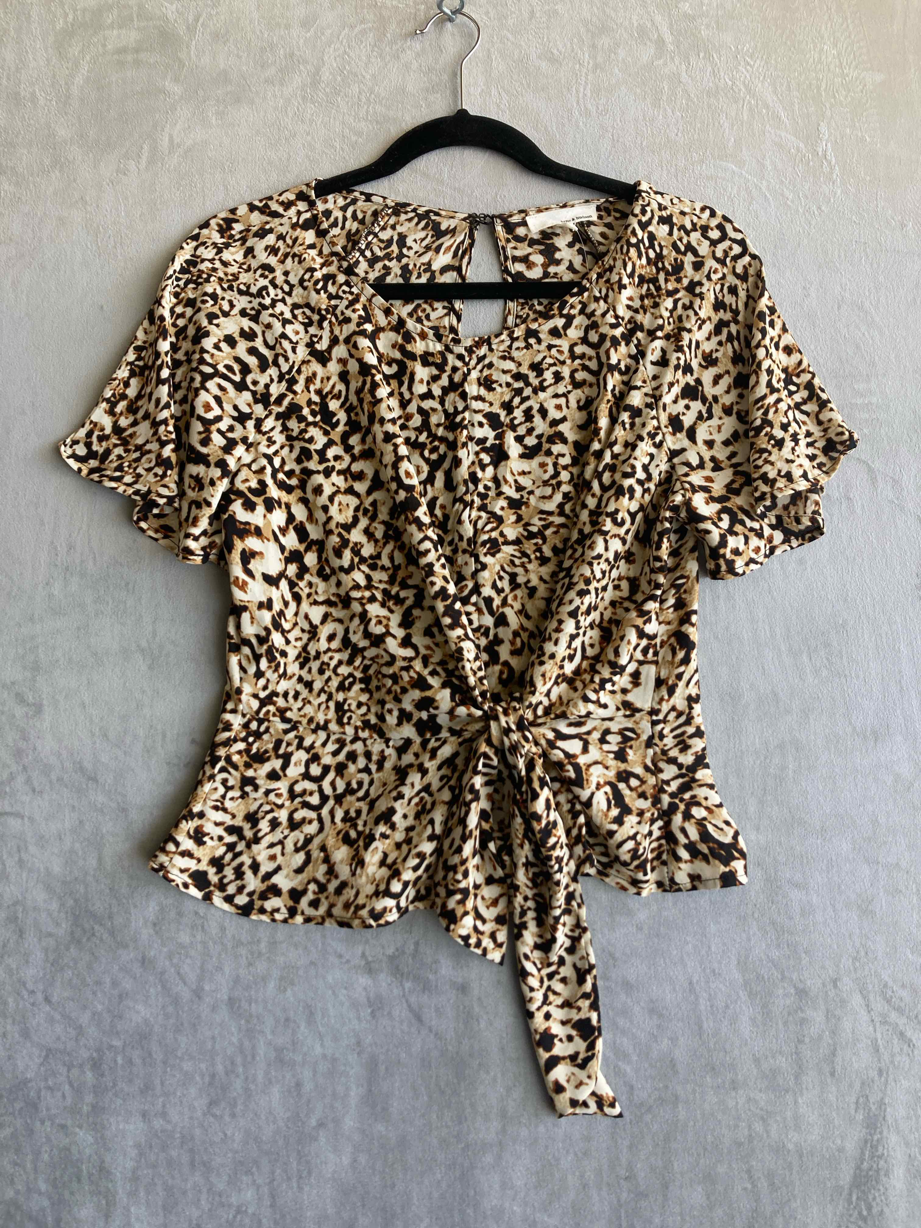 June & Hudson Beige Leopard Print Polyester Blouse Small