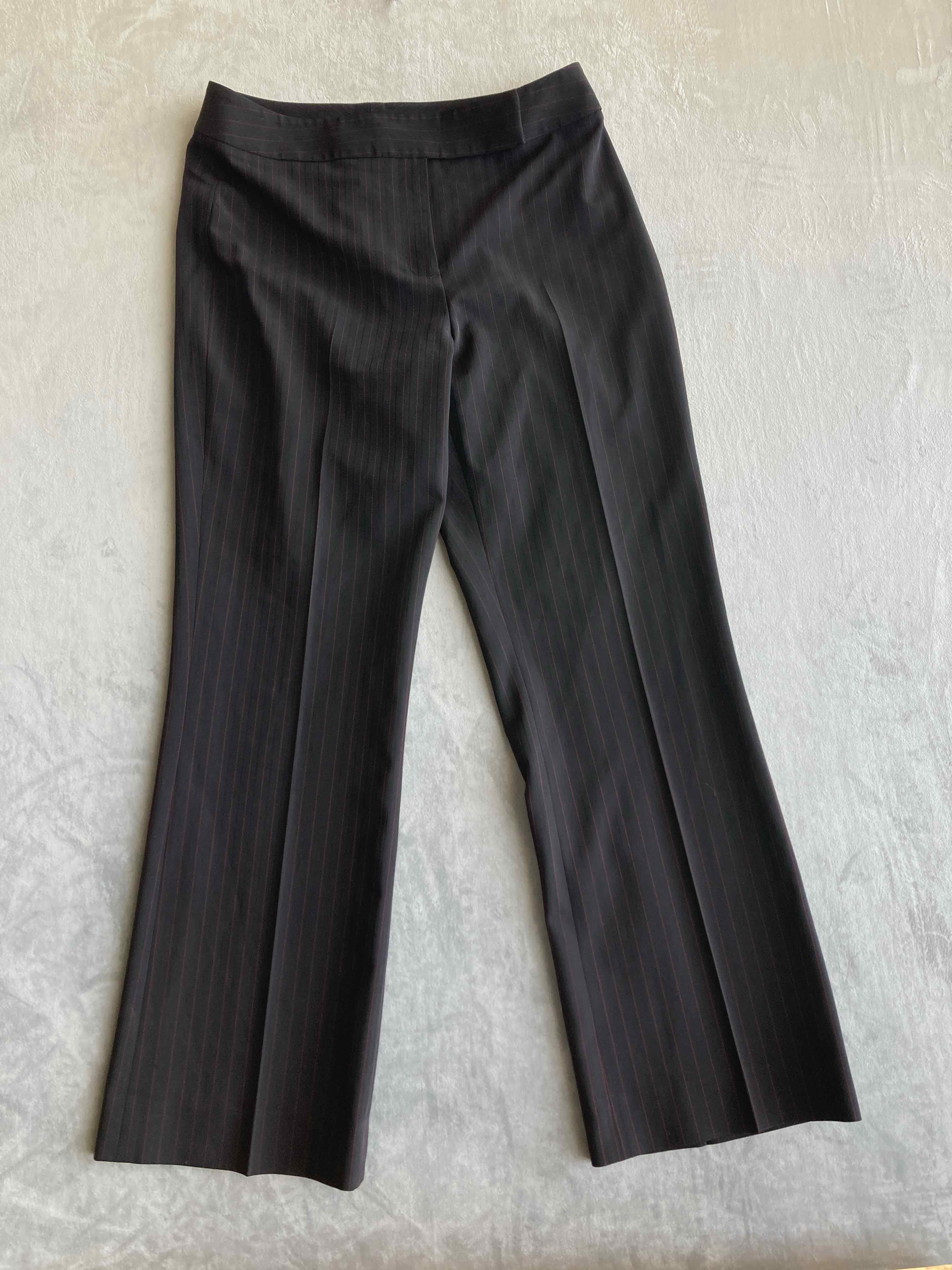 Black Pinstripe Polyester Pants 10