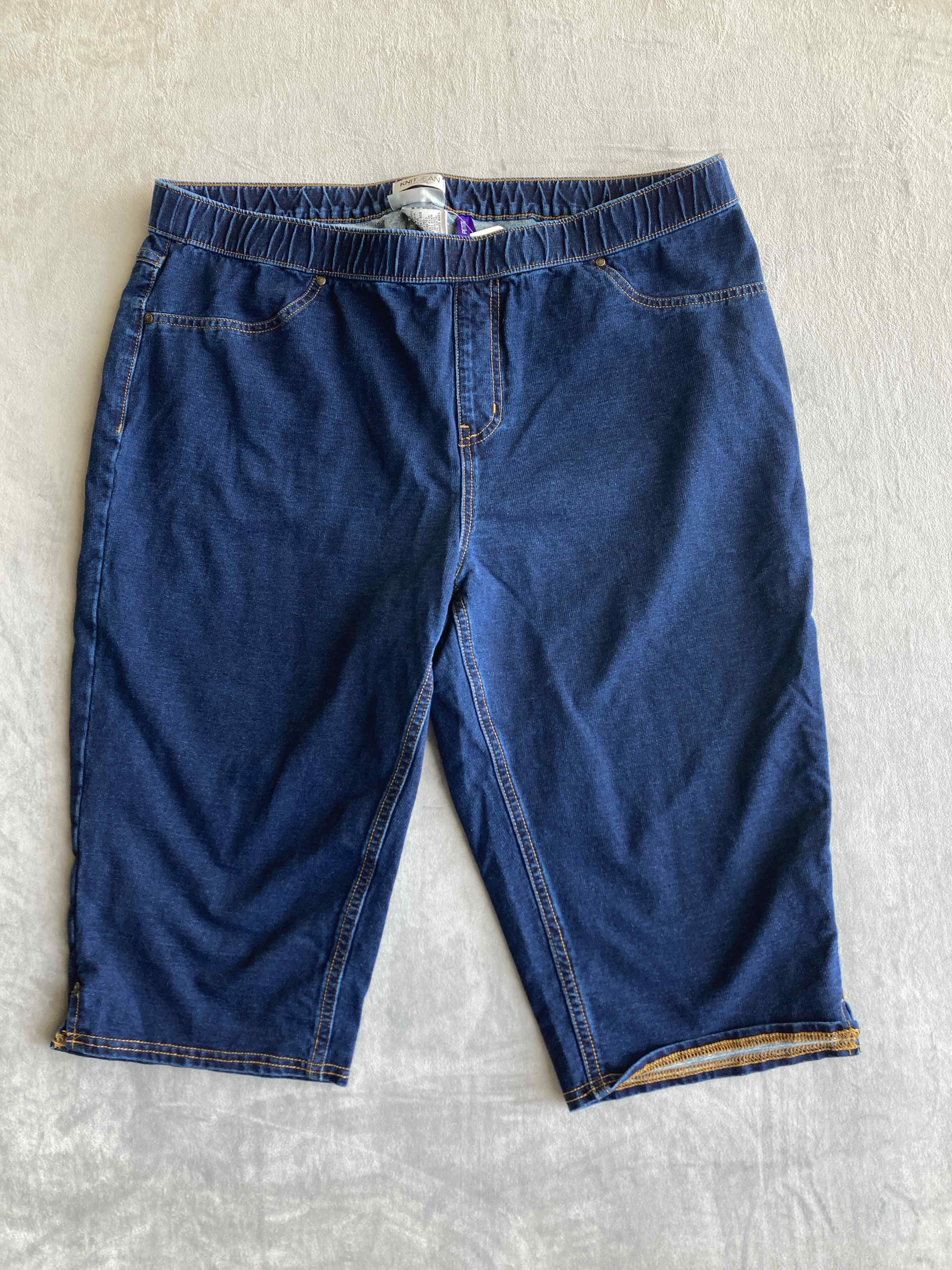 Catherines Blue Denim Cotton Blend Knit Jean Pull On 1XWP