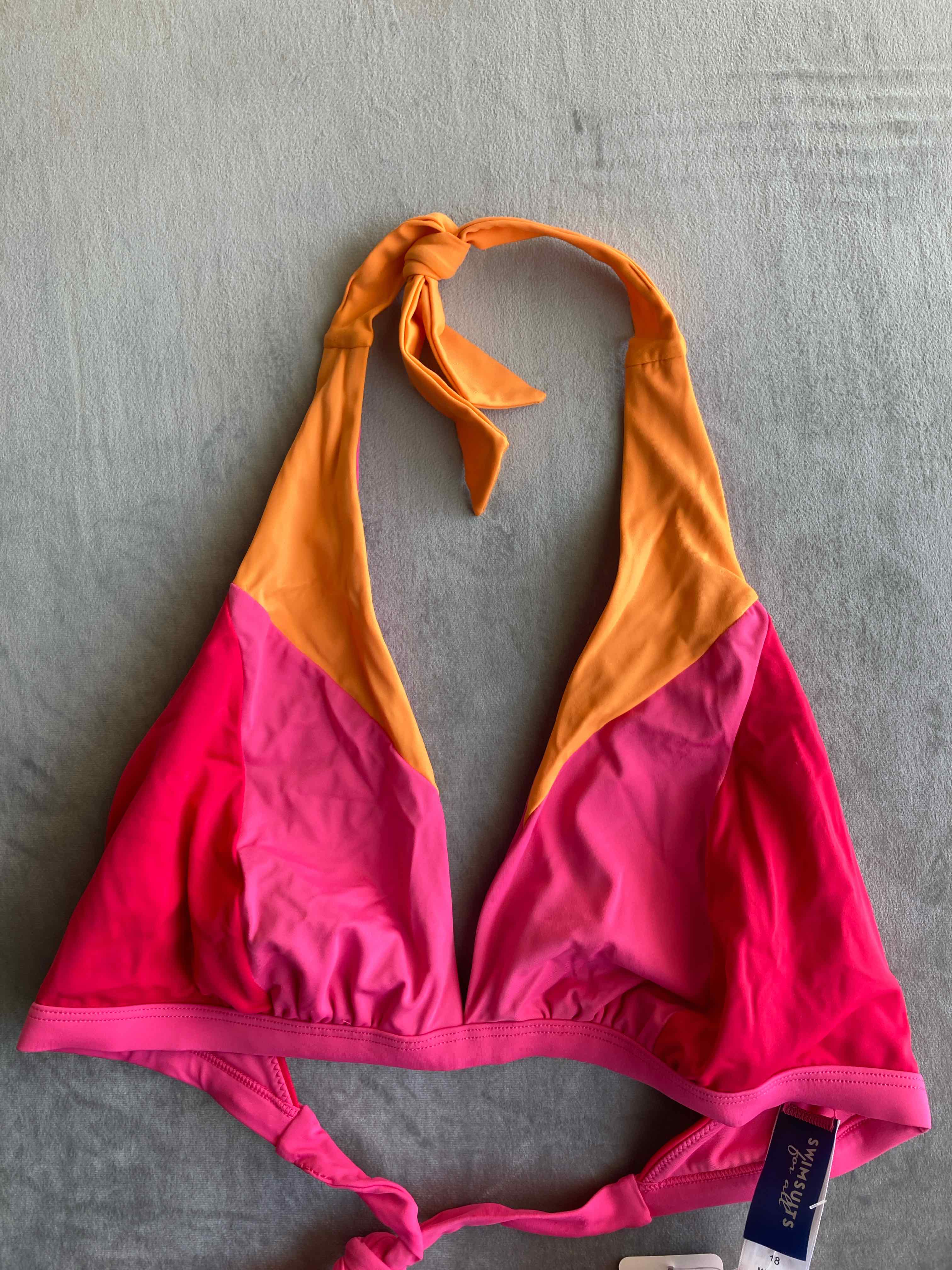 Swimsuits for All Pink Orange Triangle Bikini Top 18