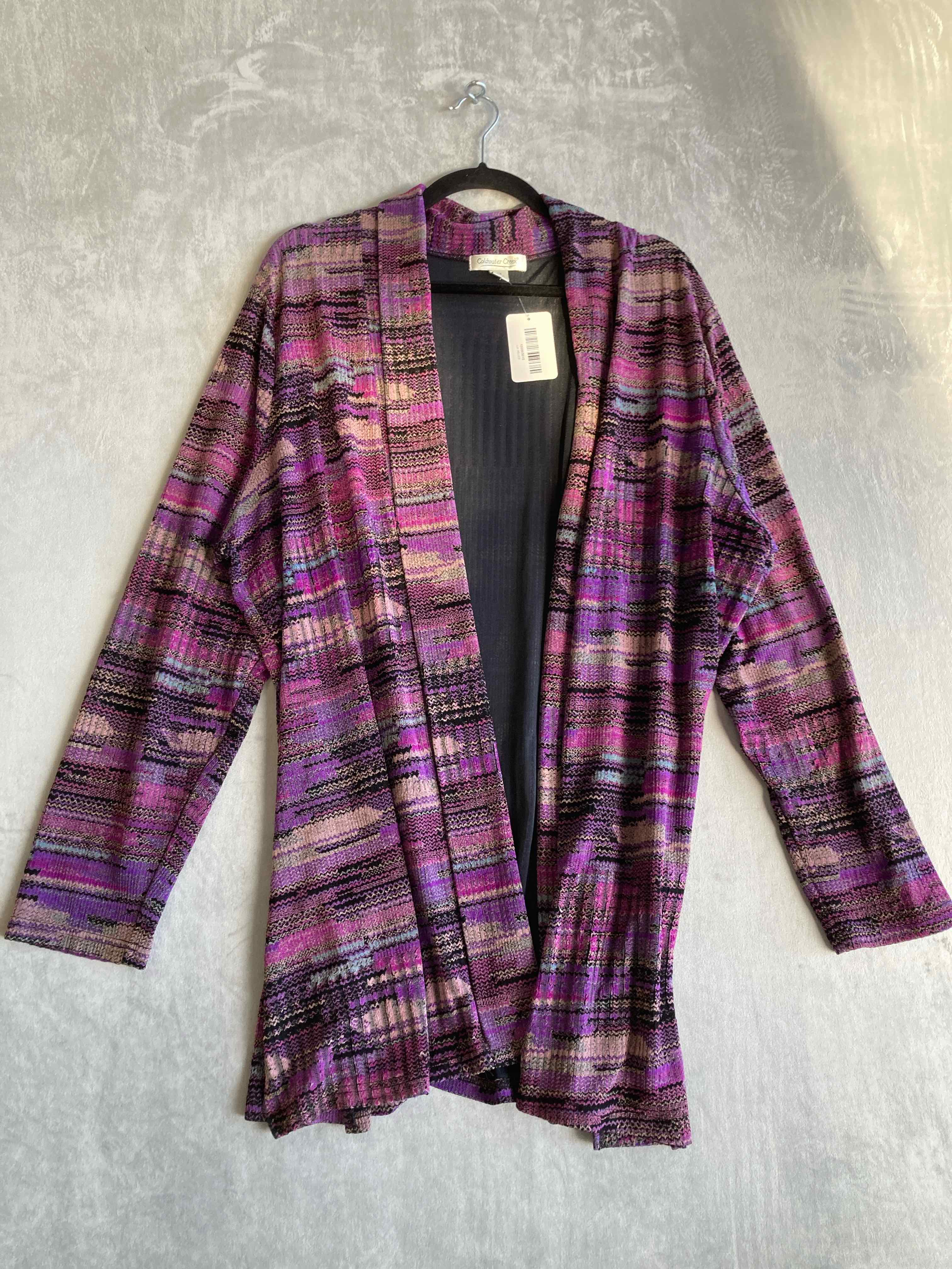 Coldwater Creek Black Purple Multi Pattern Kimono Cardigan 2X