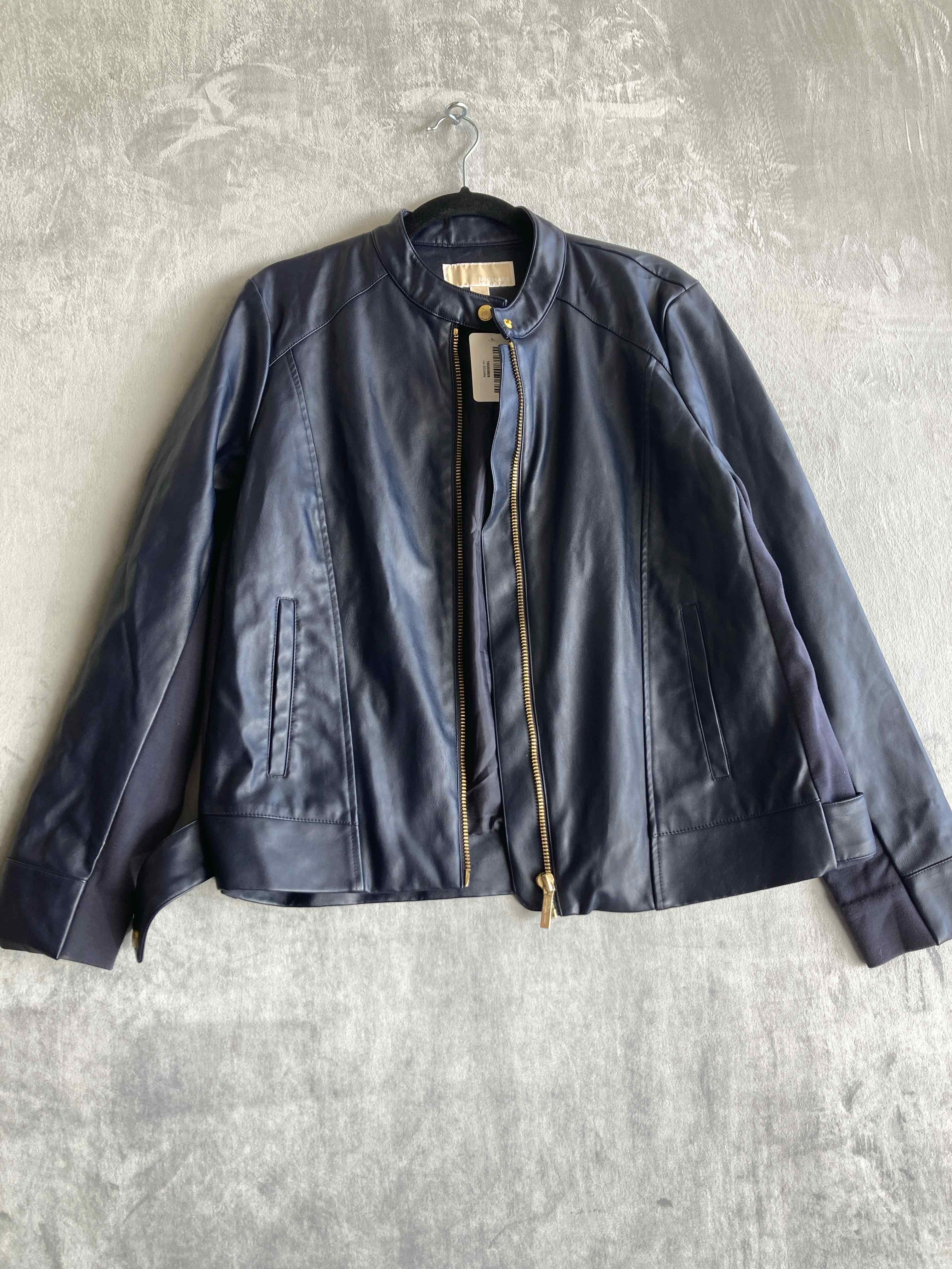 Michael Kors Navy Leather Blend Jacket XL