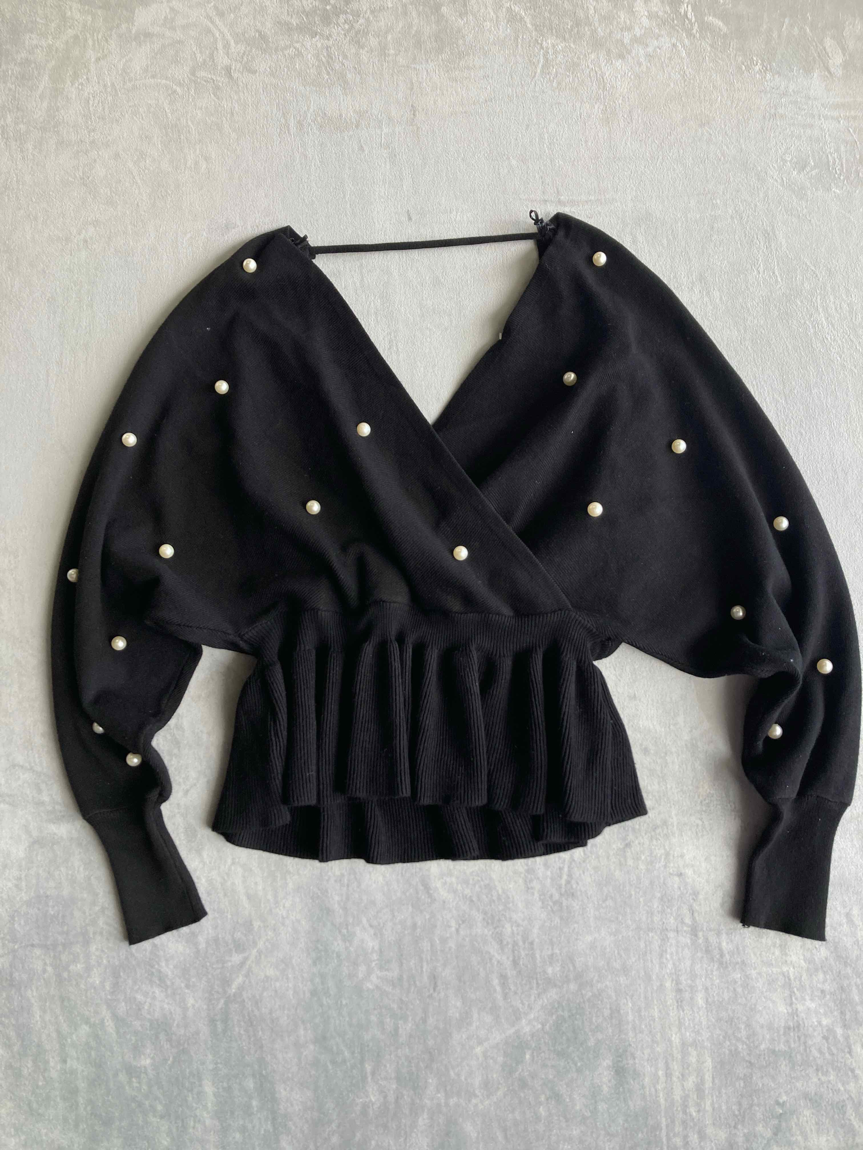 HWA Apparel Black Cotton Rayon Blend Sweater Large