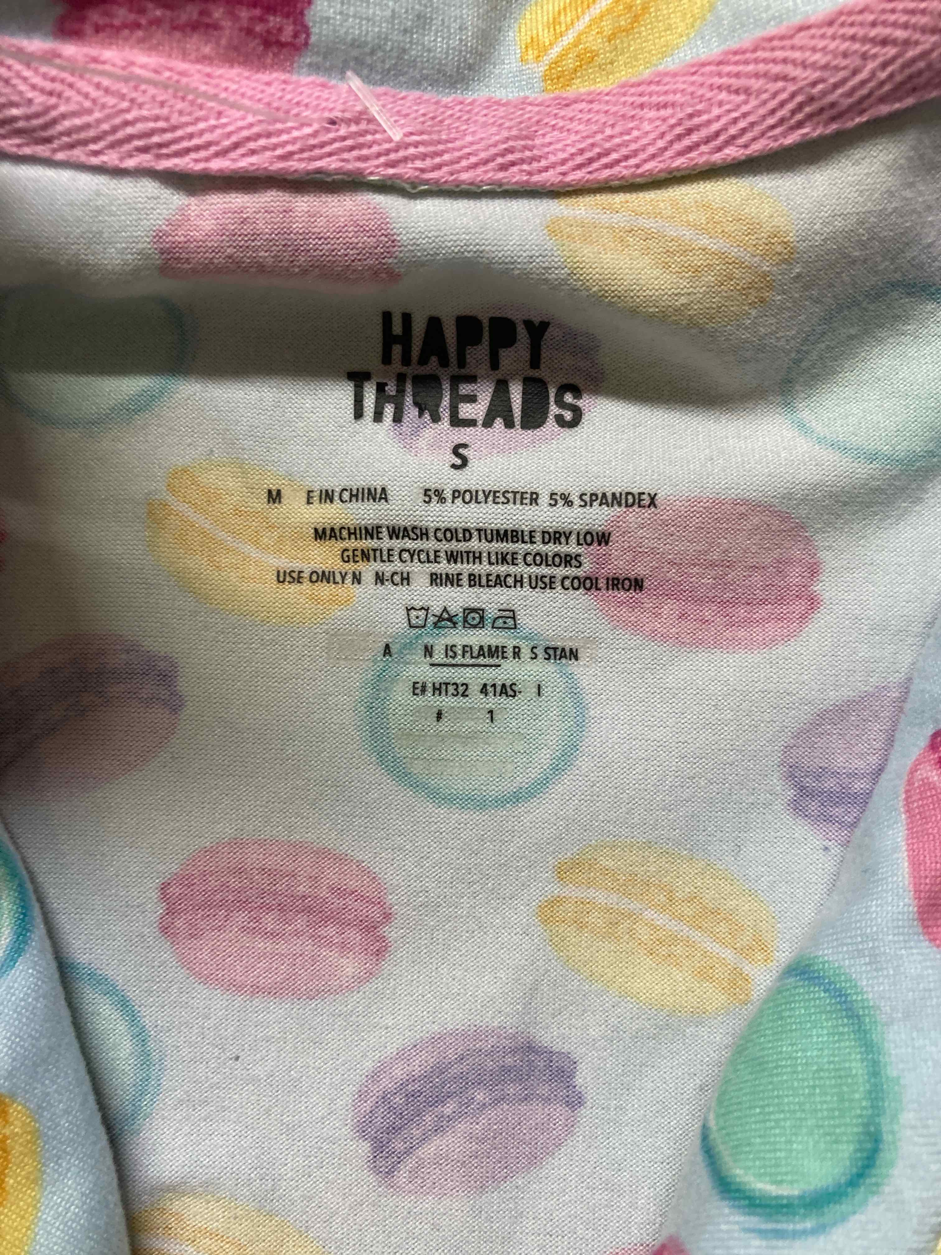 Happy Threads Light Blue Polyester Blend Pajama Top Small
