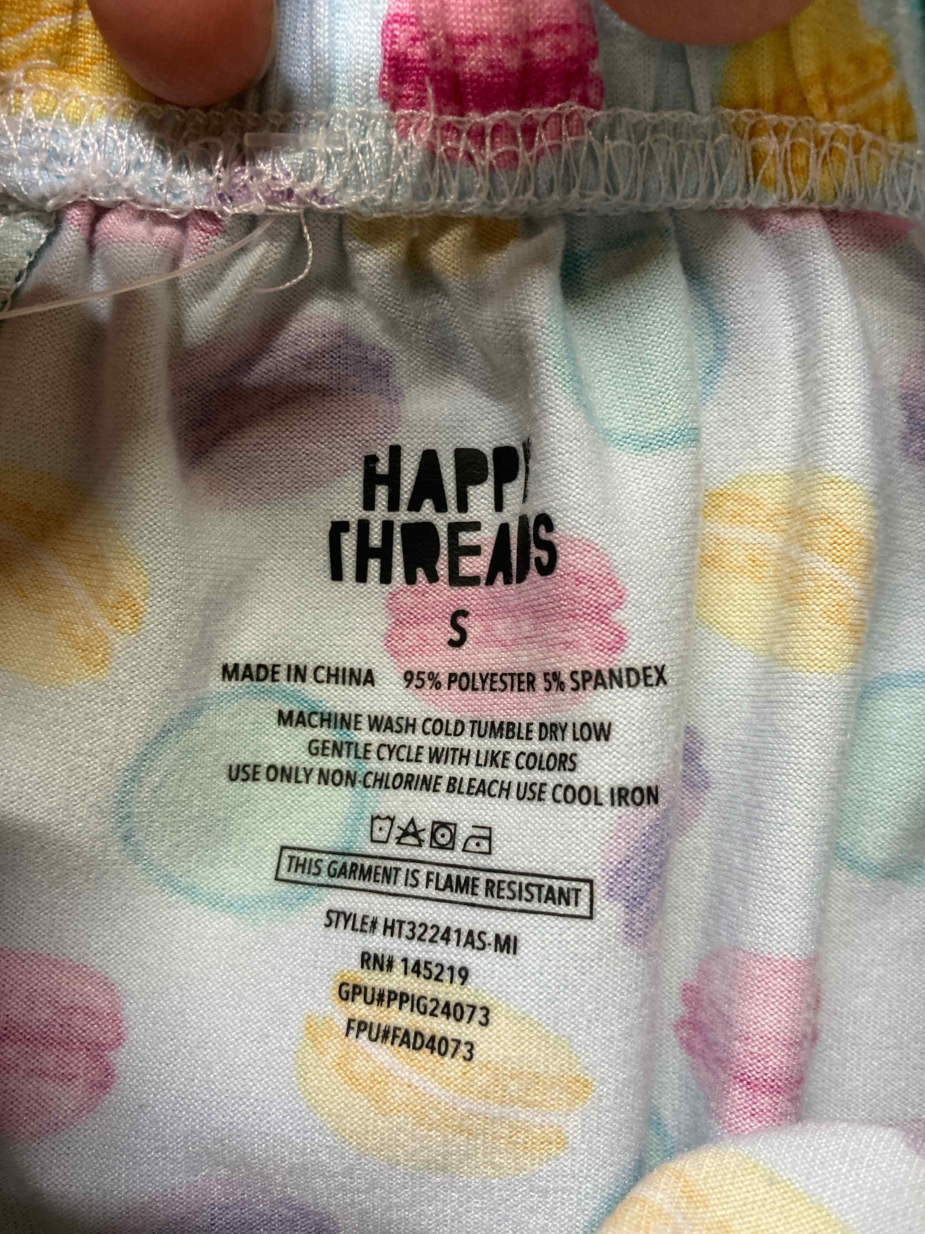 Happy Threads Blue Multi Polyester Spandex Shorts Small